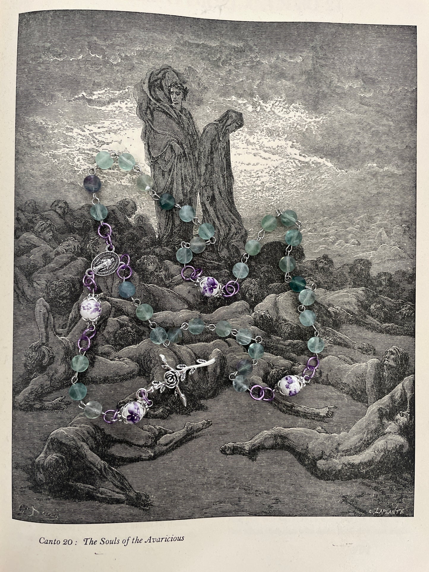 Fluorite // Porcelain 3-decade pocket rosary handmade