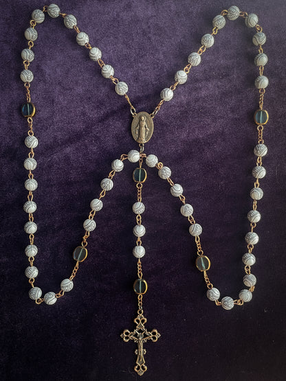 Guadalupe Rosary, glass and print
